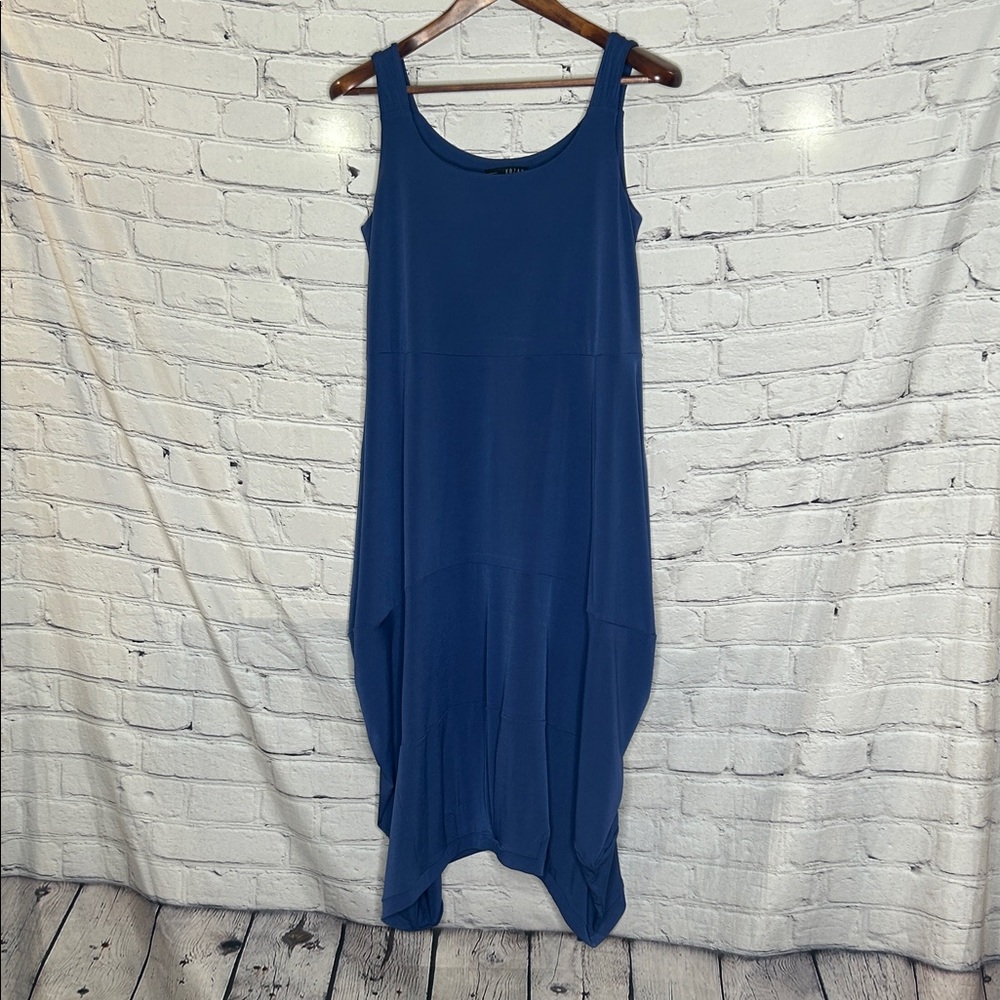 Kozan Sleeveless Blue Draped Tank Dress Size Medium Excellent Condition